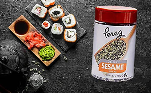Pereg Black & White Sesame Seeds - 5.3 Oz, Unhulled Raw Seeds, Crunchy Flavor, Keto Friendly, Kosher