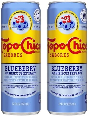 12oz (Pack 2) Topo Chico Sabores Blueberry with Hibiscus Extract Can