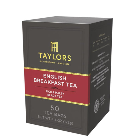 50 Count (Pack 6), 300 Taylors of Harrogate English Breakfast, Black Tea, Pillow Tea Bags, of Rich, Bright & Malty