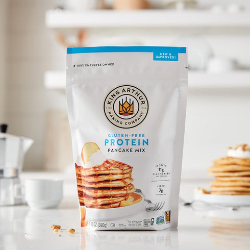12 Oz (Pack 6) King Arthur Flour Gluten Free Protein Pancake Mix, Non-GMO Project Verified, No Sugar Added, Non-Dairy