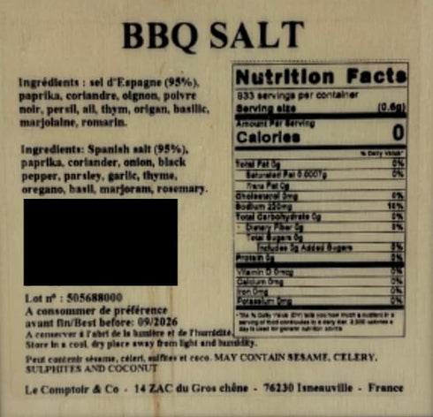 The French Farm 17.64oz Sea Salt BBQ Salt Box Gourmet French Seasoning for Grilling, Smoking, and Cooking All-Natural