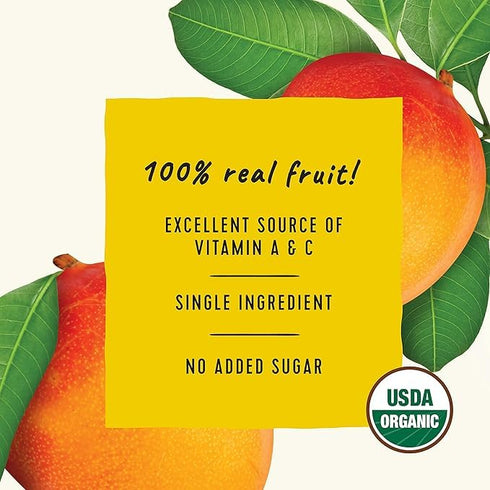 100% 3.17oz (24 Pack) Golden Farms Mango Pouches, Single Ingredient Healthy Snacks, Pure Fruit, No Added Sugar, Vegan