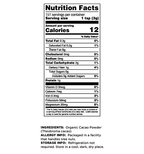 16 Oz, Terrasoul Superfoods Raw Organic Cacao Powder, Rich Chocolate Goodness for Baking, Smoothies, and Blissful Hot