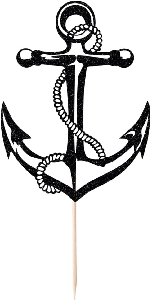 Nautical Ship Anchor Cake Topper - Bon Voyage Party Decoration in Navy