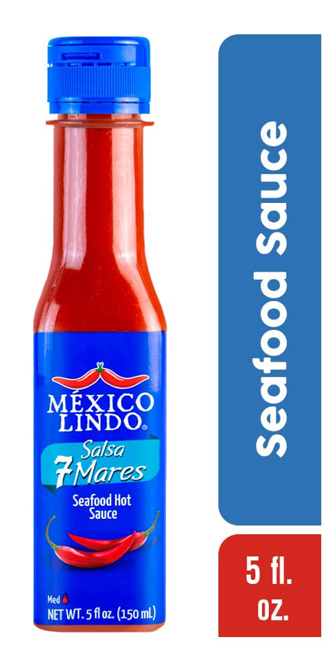 7 10,800 5 Oz (Pack 6) Mexico Lindo Mares Hot Sauce | Perfect for Fish & Seafood | Scoville Level | Spicy Flavor | Fl