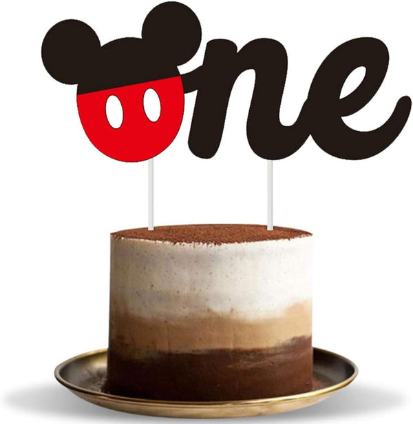 Hongkai Mouse One Cake Cupcake Toppers Picks for Baby Boy Girl 1st Birthday Party Decorations Supplies