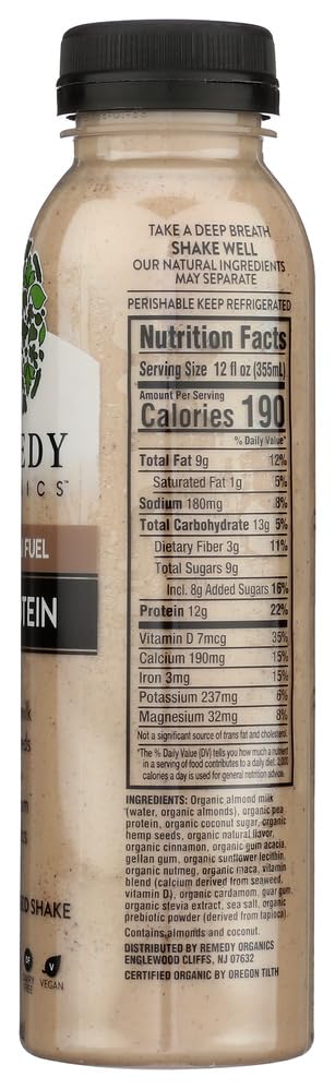 Remedy Organics Protein | Super Chai Fuel | Plant Based Protein Shakes, Ready To Drink | USDA Organic, Gluten Free