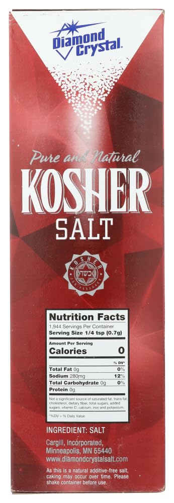 48 oz (Pack 3) Diamond Crystal Pure and Natural Kosher Salt