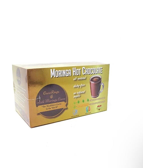 CocoRinga Moringa Hot Chocolate Cacao (LARGE box) First Natural Keto Non-dairy Hot Cocoa, Caffeine Free, Low