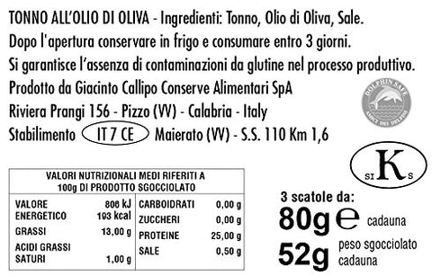 Callipo 3 80g Pack 4 - Tonna all'Olio di Oliva - Tin - x