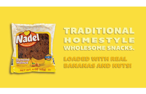 Naturally Delicious 8 Pack, Nadel - Banana Nut bread, Fresh Bananas, Crunchy Walnuts, Lunch snack breakfast bars