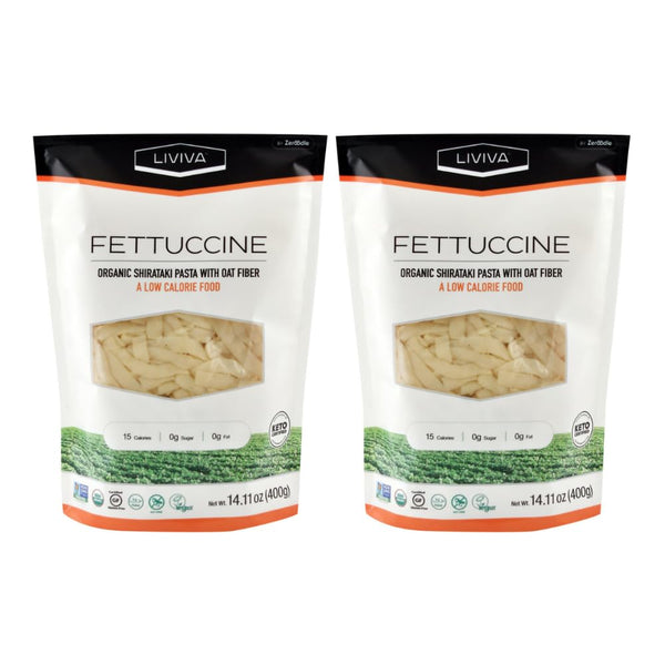 LIVIVA Shirataki Konjac Fettuccine Noodle 2 Pk (36.67 oz) Diabetic-Friendly Low Carb,