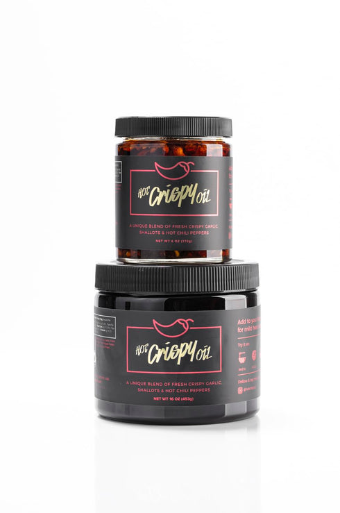16 oz The "Hot Tub" from Hot Crispy Oil, Unique Blend of Fresh Crispy Garlic, Shallots, Hot Chili Peppers and Olive
