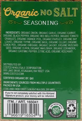 MORALZA 14.5 oz 165041 200ml 2 Kirkland Signature Organic No-Salt Seasoning Item Bundle with Silicone Collapsible Cup