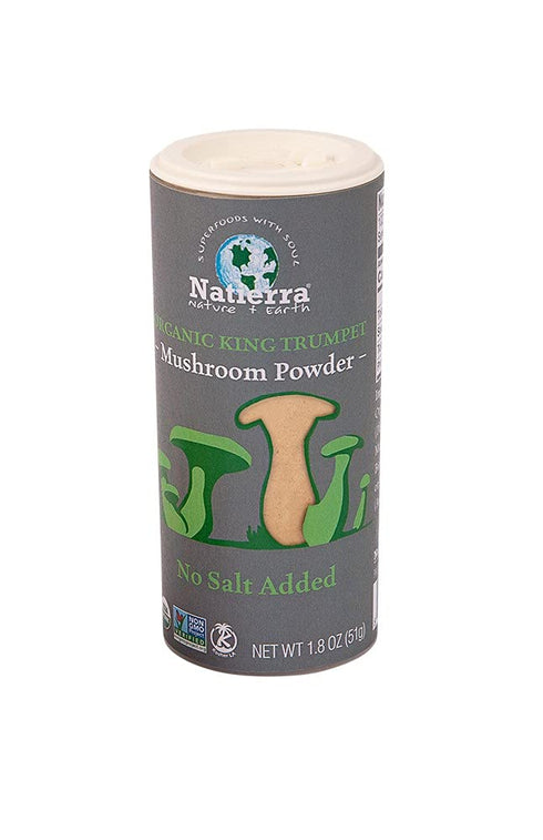 Natierra Organic King Trumpet Mushroom Powder - No Salt Added Seasoning - 1.8 Ounce