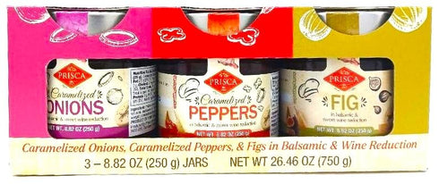 Generic Prisca Gourmet Garnish Assortment. Caramelized Onions. Caramelized Peppers. Figs in Balsamic &