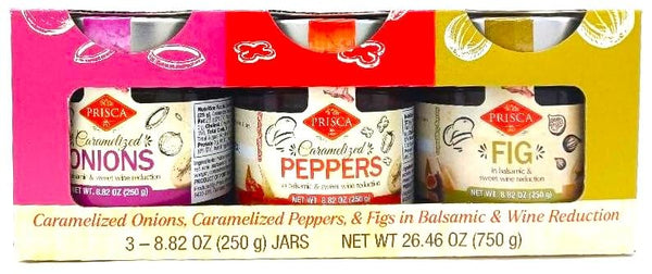 Generic Prisca Gourmet Garnish Assortment. Caramelized Onions. Caramelized Peppers. Figs in Balsamic &