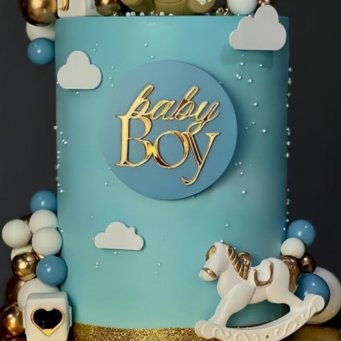 Wkeldr Gold Baby Boy Cake Topper, Baby Shower Party Decoration for Boy,Baby Shower
