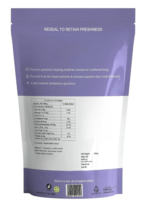 Generic -250 Premium Black Raisins High in Antioxidant| Naturally Sweet and Tasty, Energy Booster, Delicious & Healthy