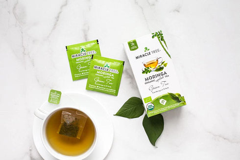 Miracle Tree Organic Moringa Superfood Tea, 25 Individually Sealed Tea Bags, Green Tea, Vegan