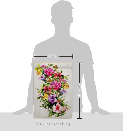 Breeze Decor Mix Bouquet Garden Flag Spring Floral Sunflower Tulip Rose Orchid Lilies Season Springtime Flower Wreath