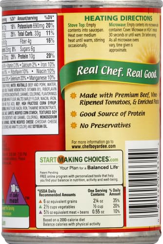 15 Oz (Pack 6) Chef Boyardee Mini Beef Ravioli and Meatballs, Can
