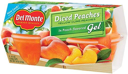 4.5 (Pack 24) Del Monte Diced Peaches in Peach Flavored Gel Fruit Cups, Ounce Cups
