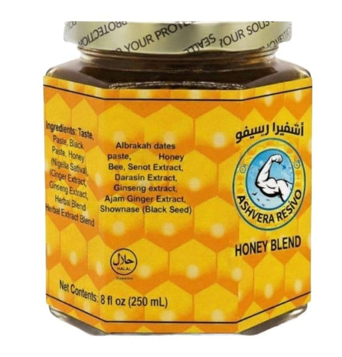 Generic 8Oz Resivo Ashfera Energy Support Men Date Paste Sidr Honey with Pecan Nuts, Ginger Extract Black Seed