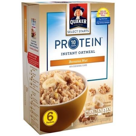 Quaker , Instant Oatmeal, Protein, Banana Nut Flavor, 6 Count, 12.9oz Box (Pack