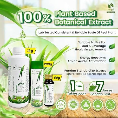 Pandan Extract Concentrate for Bakery & Beverage | Standardized Plant Extract of the East, Fresh Natural Asian Gourmet Flavoring Ingredient (80g)