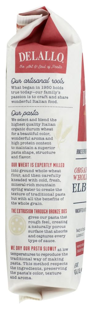 Elbows 52, 100% 16 oz (454 g)(Pack 4) DeLallo, No. Organic Whole Wheat Pasta