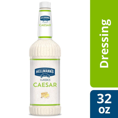 32 Oz (Pack 6) Hellmann's Classics Caesar Salad Dressing Salad Bar Bottles Gluten Free, No Artificial Flavors, Colors