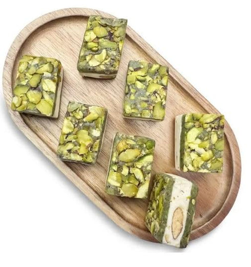 5 NY Spice Shop Nougat Pistachios Square - Pound Middle Eastern Sweet Confection - Chewy Nougat with Roasted Pistachios