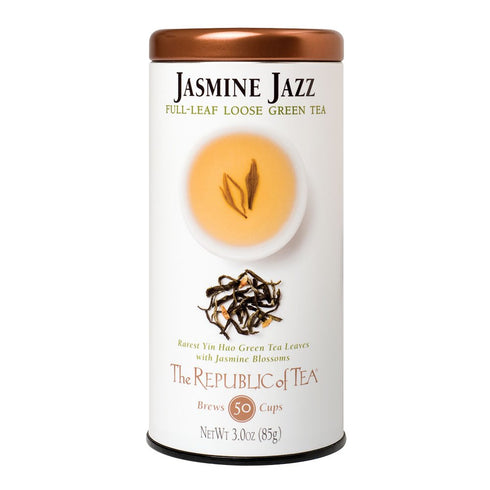 The Republic of Tea Jasmine Jazz Green Full-Leaf Loose Tea - 3.0 oz Tin, Steeps 50 Cups, Caffeinated