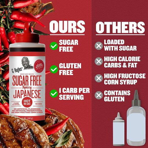 14 Oz (Pack 1) G Hughes Sugar Free Spicy Japanese BBQ Sauce - Gluten Free Hot Japanese Barbecue Sauce, Gourmet Asian