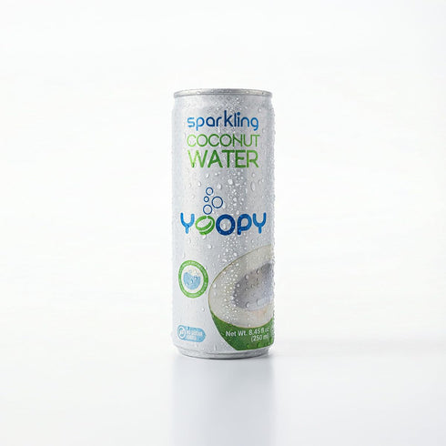 Yoopy Sparkling Coconut Water Lightly Carbonated Tropical Drink, No Sugar Added Healthy