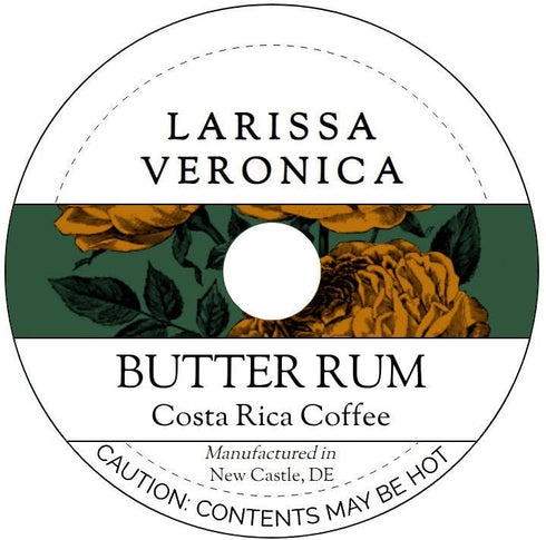 Larissa Veronica Butter Rum Costa Rica Coffee (Single Serve K-Cup Pods) (Gourmet, Naturally Flavored,