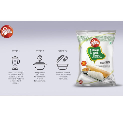 Generic 1 1KG Dosa Powder Idli Flour Podi Hour PREMIX Double Horse - Spicerange.com