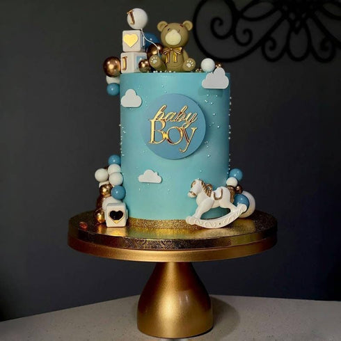 Wkeldr Gold Baby Boy Cake Topper, Baby Shower Party Decoration for Boy,Baby Shower Cake Sign,Pregnancy Reveal, Baby