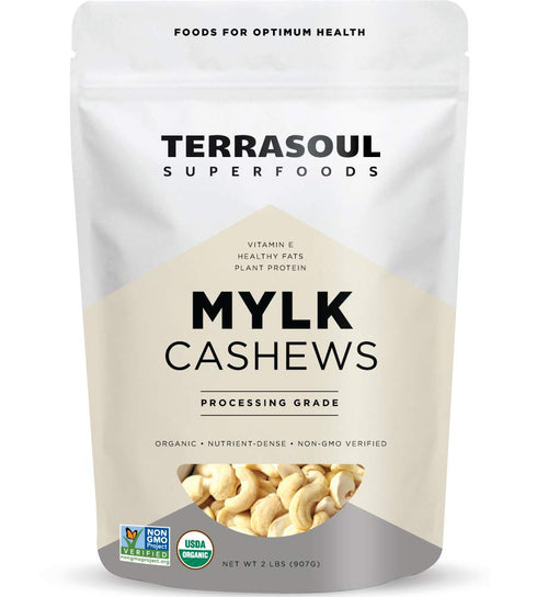 Terrasoul Superfoods Organic Raw Cashews (Mylk Grade), 2 Lbs, Premium Quality for