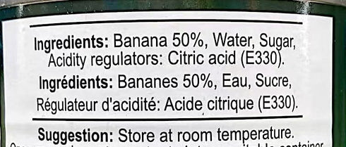 Generic 20 oz, 565g, Pack 4 Banana in Syrup