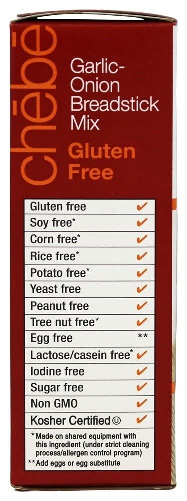 Chebe 7.5-Ounce (Pack 8) Bread Sticks Mix, Garlic & Onion, Gluten Free, Bags