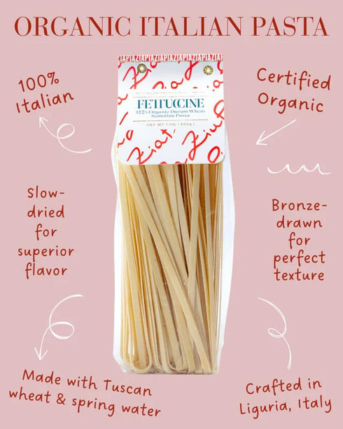 (500g) Zia Pia Organic Pasta - Fettuccine | Traditional Italian Pasta | Small Batch Organic | Made in Italy |