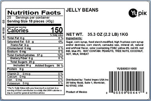 2.2 lb, (Pack 2) Yupik Jelly Beans, Classic Candy