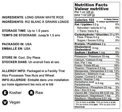 5 Food to Live Long Grain White Rice, Pounds Raw, Vegan, Kosher. Easy to Cook. Stays Separate and Fluffy. Rich in Iron