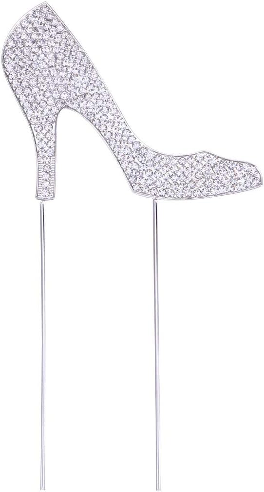 High-heeled Shoes Cake Topper - Glitter Alloy Rhinestone Cupcake Topper for Birthday Party Food Decoration