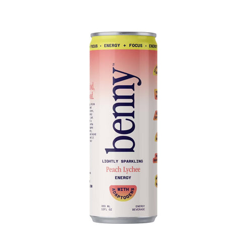 Generic 12 oz (Pack 6) Benny Peach Lychee Lightly Sparkling Energy Drink - Refreshing Peach Lychee Flavors, Clean