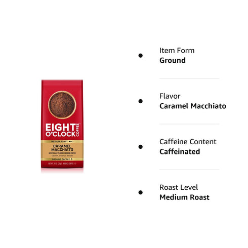 Eight O'Clock Coffee Caramel Macchiato, 11 Ounce (Pack of 1) Medium Roast 100% Arabica Ground Coffee