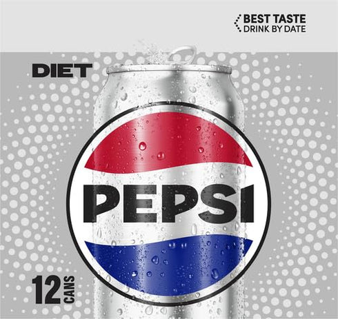 12 Oz (Pack 12) Diet Pepsi Cola Soda, Fl Cans
