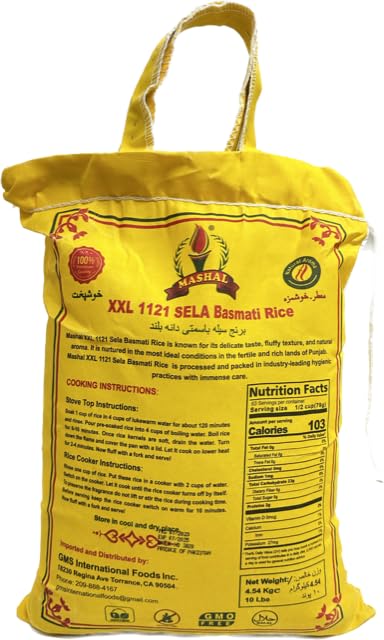 Mashal 1121 Pack 2 (10 LB) XXL Sela Basmati Rice